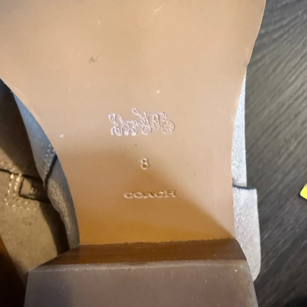 Like New! Coach Pia Studded Suede Ankle Boot in Oat - Size 8